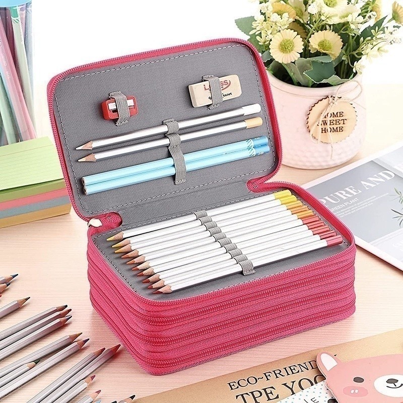 Estojo Escolar/Estojo Box Quatro Camadas Com 72 Furos