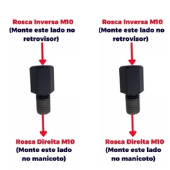 Par Adaptadores Retrovisor Rosca Inversa Compatível Honda