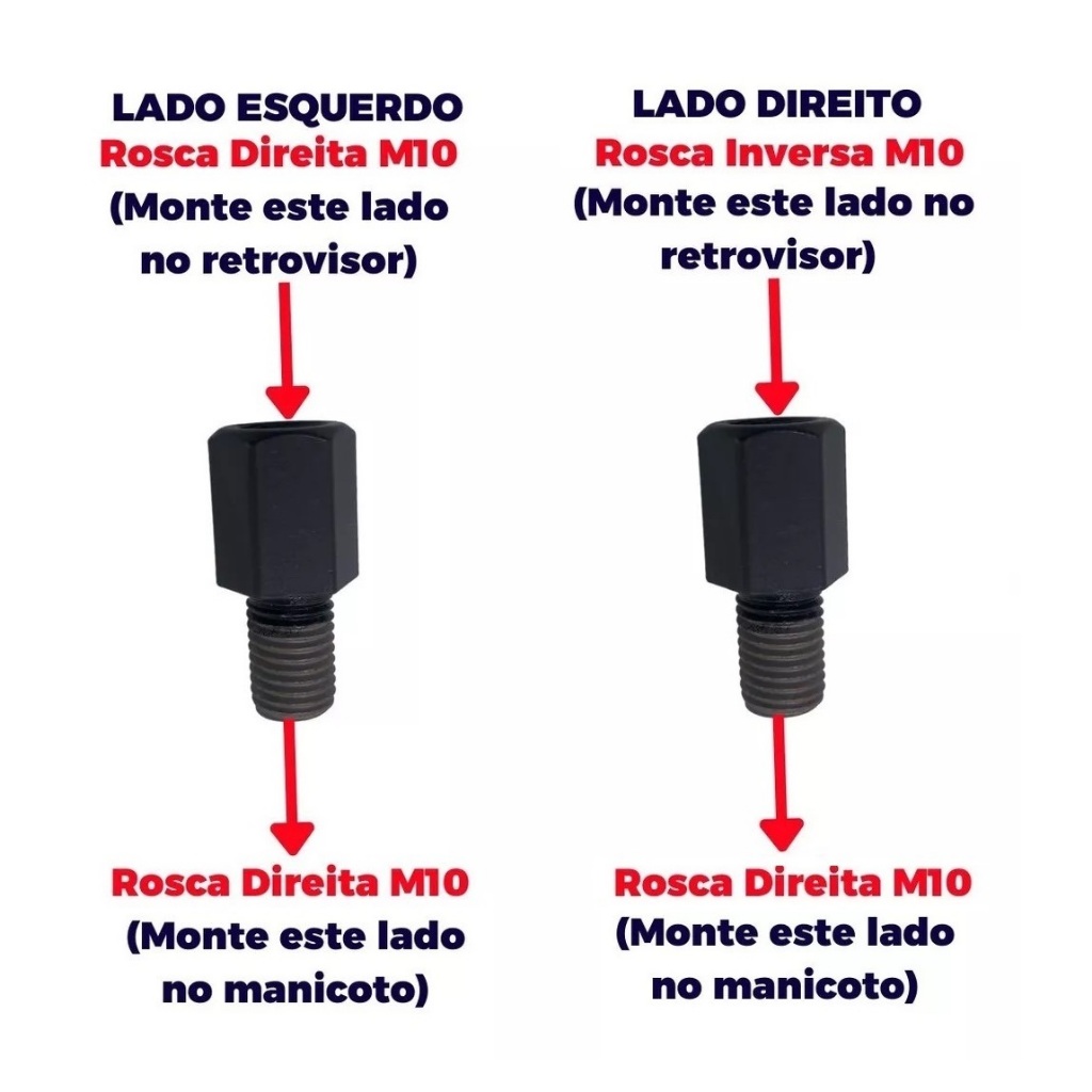 Par De Adaptador Retrovisor Converte Rosca Honda Para Yamaha