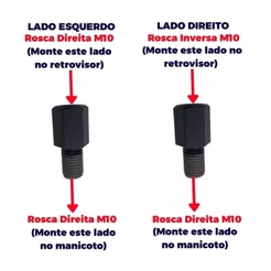 Par De Adaptador Retrovisor Converte Rosca Honda Para Yamaha