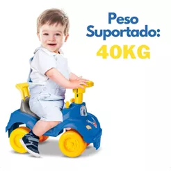 Quadriciclo Infantil Carrinho Andador Totokinha Classica Buzina Chave Banco Porta Objetos Acompanham 4 Peças de Encaixe
