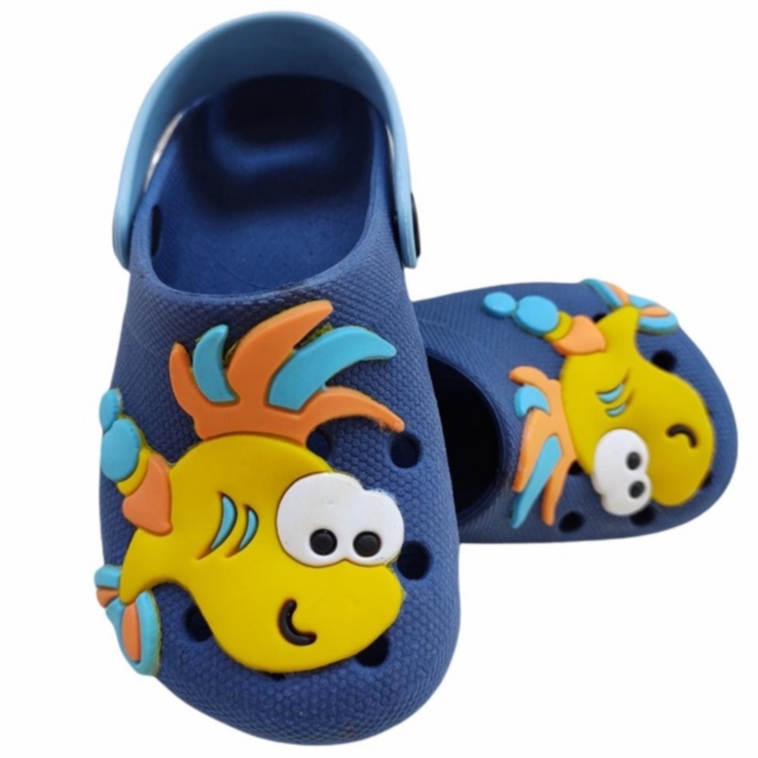 Babuche chinelo Premium Infantil Marinho Peixe menino ideal para o dia a dia colegio escolar passeio anatomico ortopedico Sandalia