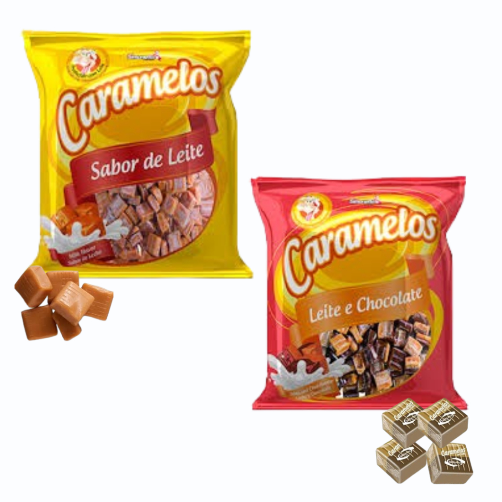 Bala Caramelo Leite / Leite Chocolate Mastigável 500g - Simonetto Escolha sabores aqui