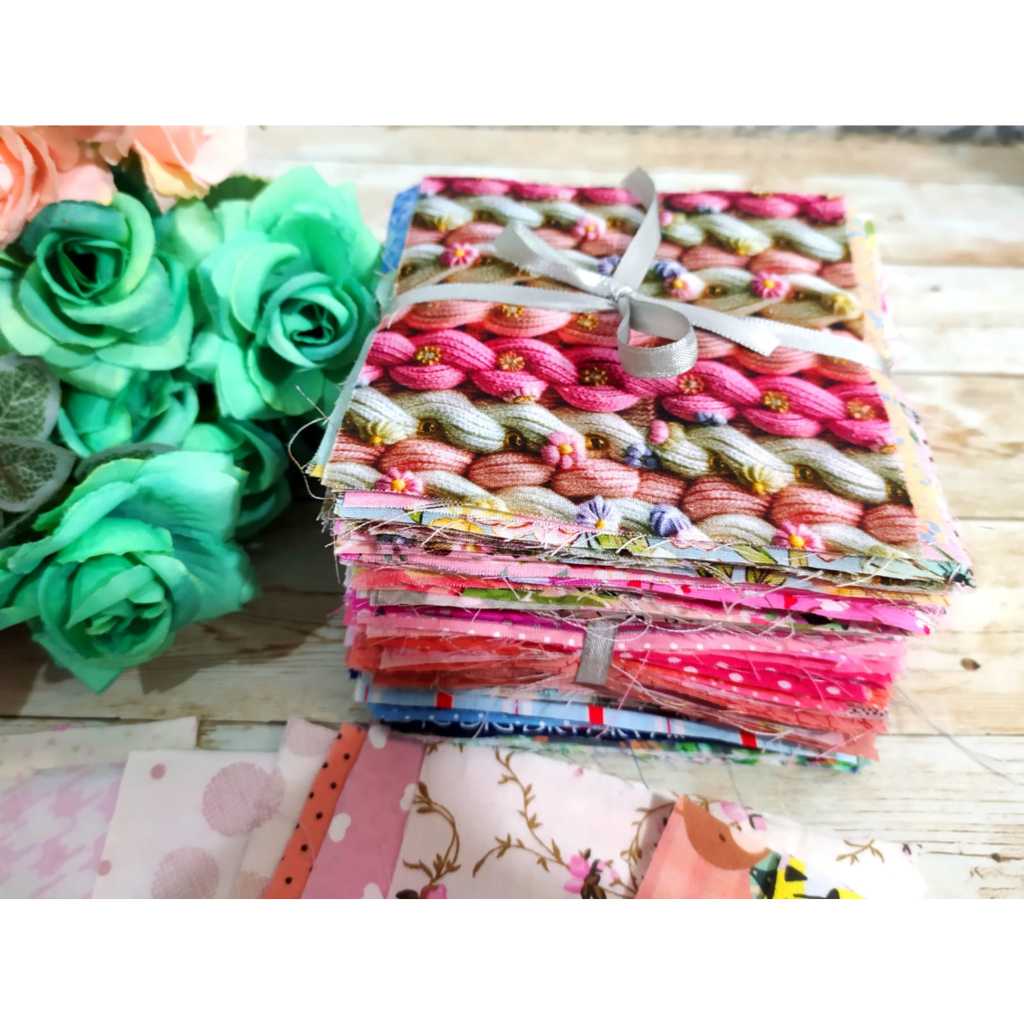 kit 50 Retalho de Tecido TRICOLINE 100% Algodão Patchwork 10x10 cm em Oferta na Shopee