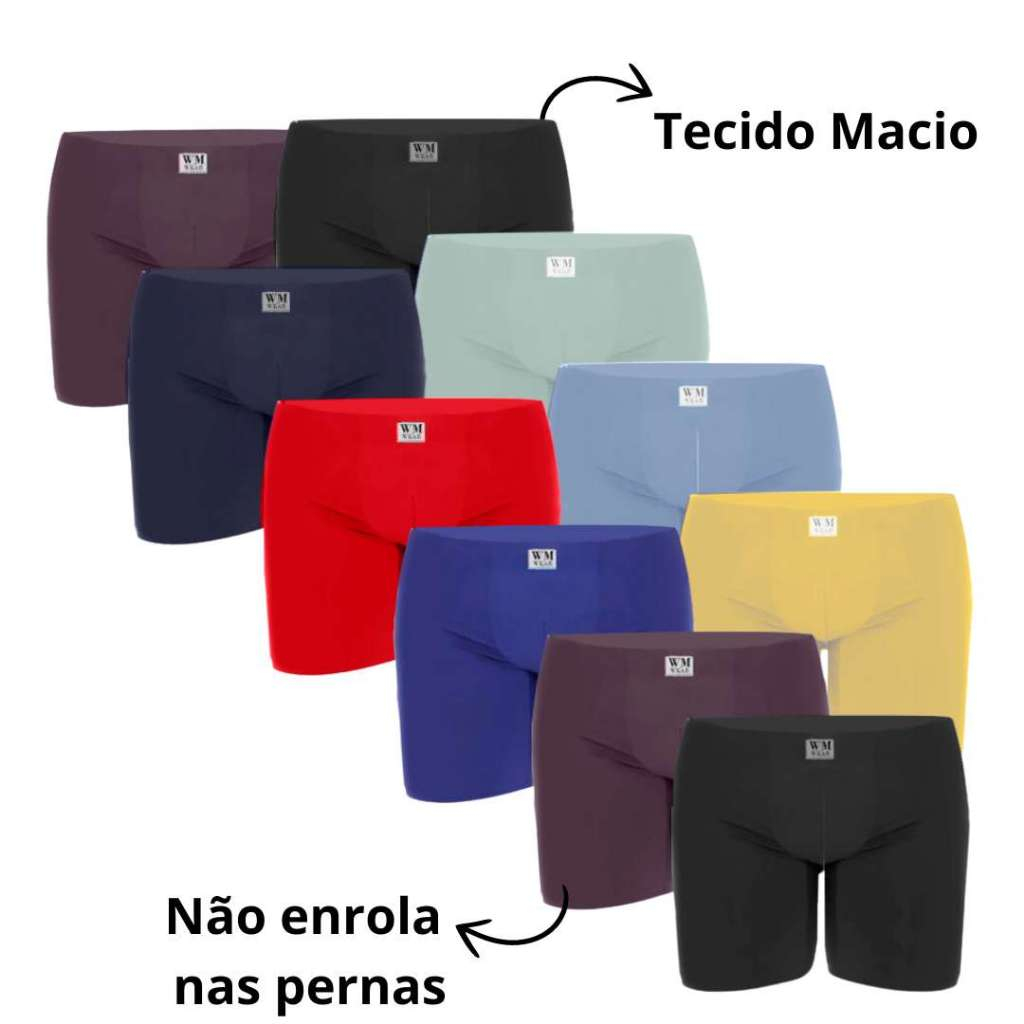 Kit 10 Cueca Ciclista Comprida Embutida Confortável Não Enrola Nas Pernas em Oferta na Shopee