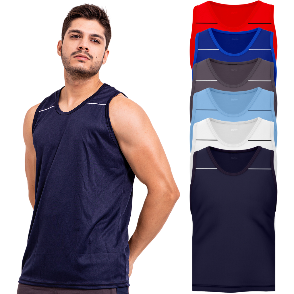 KIT 5 Regata Dry Fit Masculina - Casual - Treino - Academia - Esportes - Exercícios - Corrida