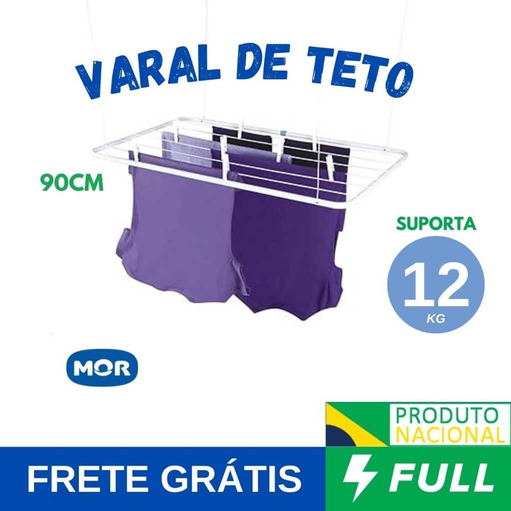 Varal De Teto MOR Apartamento Reforçado Grande Lavanderia Forte em Oferta na Shopee