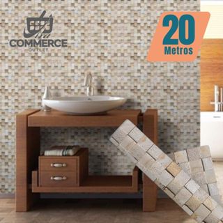 Papel de Parede PREMIUM Rolo 5 Metros Autoadesivo Pastilha Cozinha, Banheiro 5m x 45cm em Oferta na Shopee