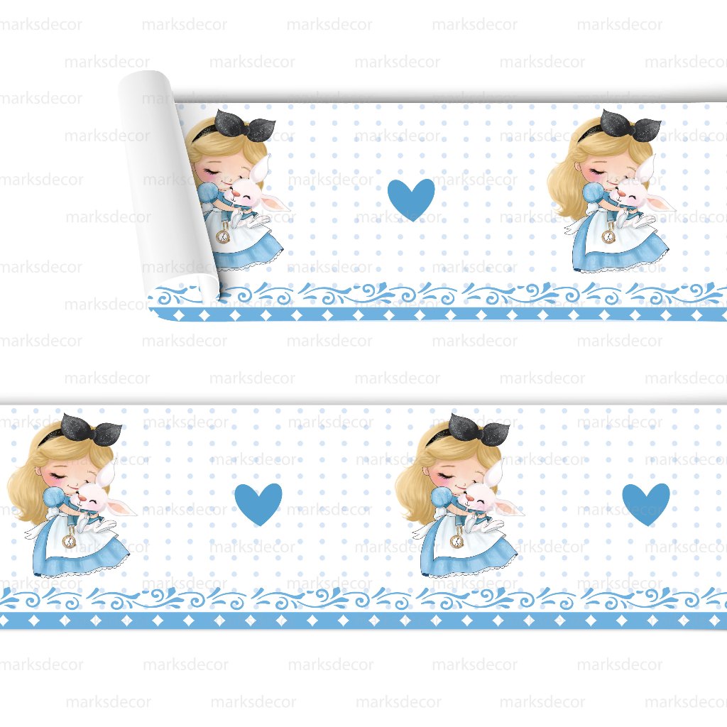 Faixa Adesivo de Parede Infantil Alice Do Pais Das Maravilhas Papel De Parede Infantil Decoração