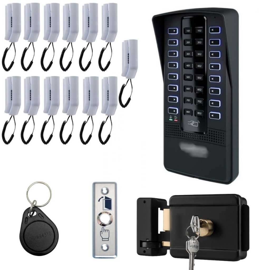 Porteiro Coletivo Interfone 13 Pontos Apartamentos Intelbras Com Fechadura e Tags Acesso