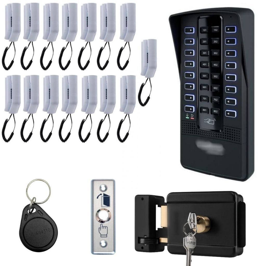 Porteiro Coletivo Interfone 15 Pontos Apartamentos Intelbras Com Fechadura e Tags Acesso