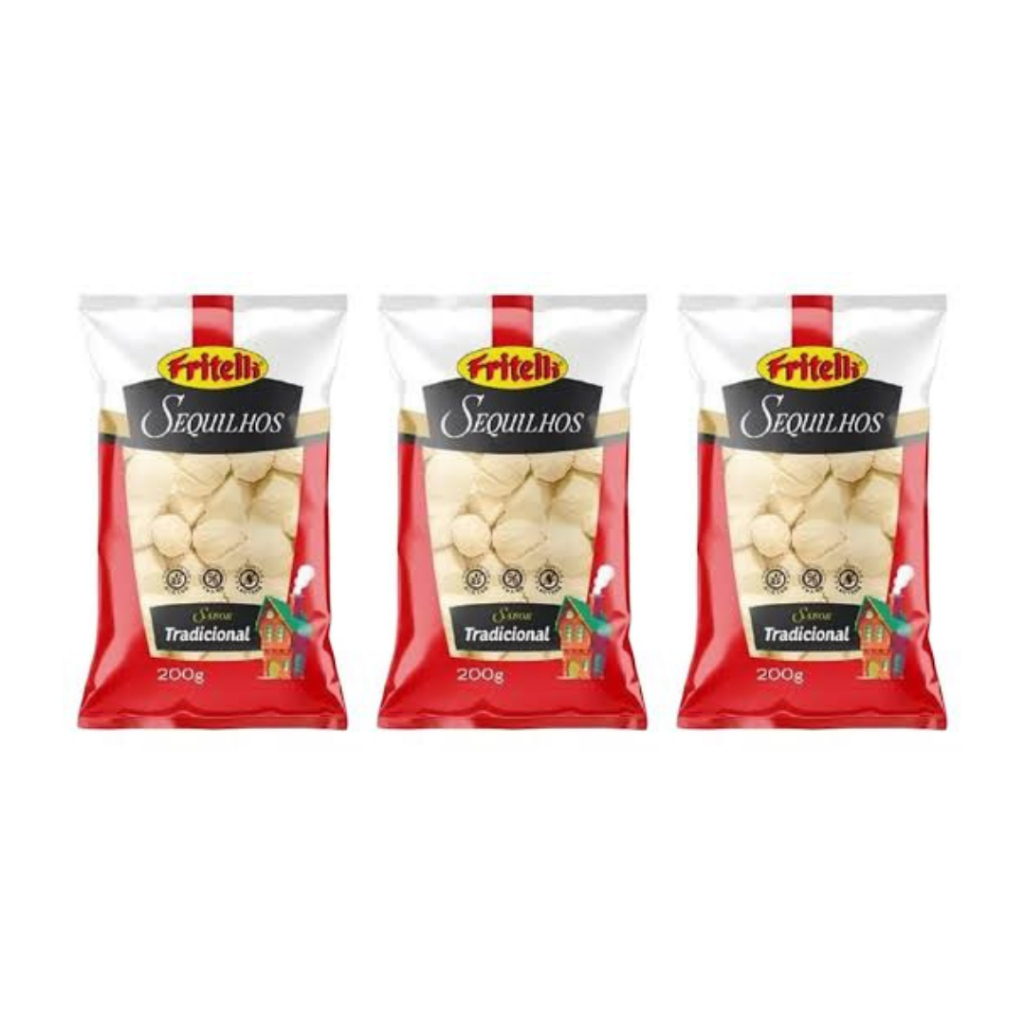 Kit 3 Sequilhos Tradicionais Sem Glúten e Lactose 200g Fritelli
