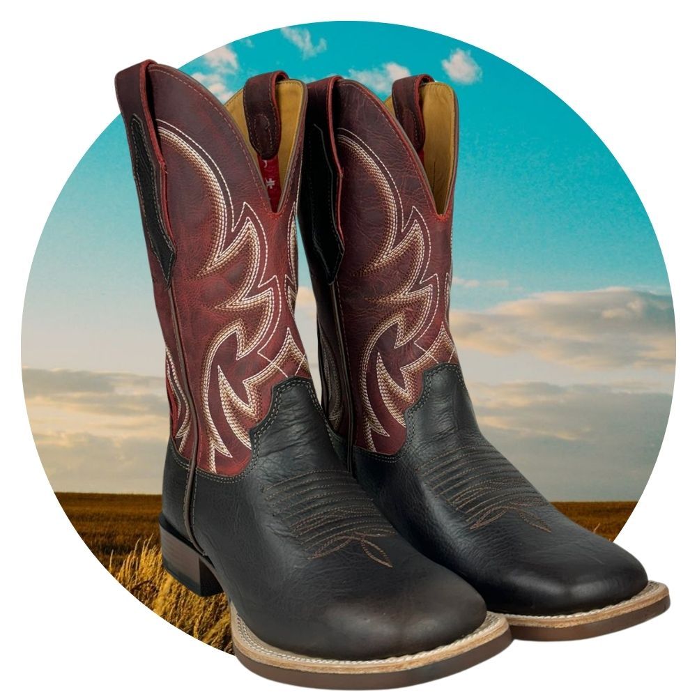 Bota Texana Masculina Goyazes Bico Quadrado Flex Couro Bison Café/Dallas Pinhão Ref.241503-CP