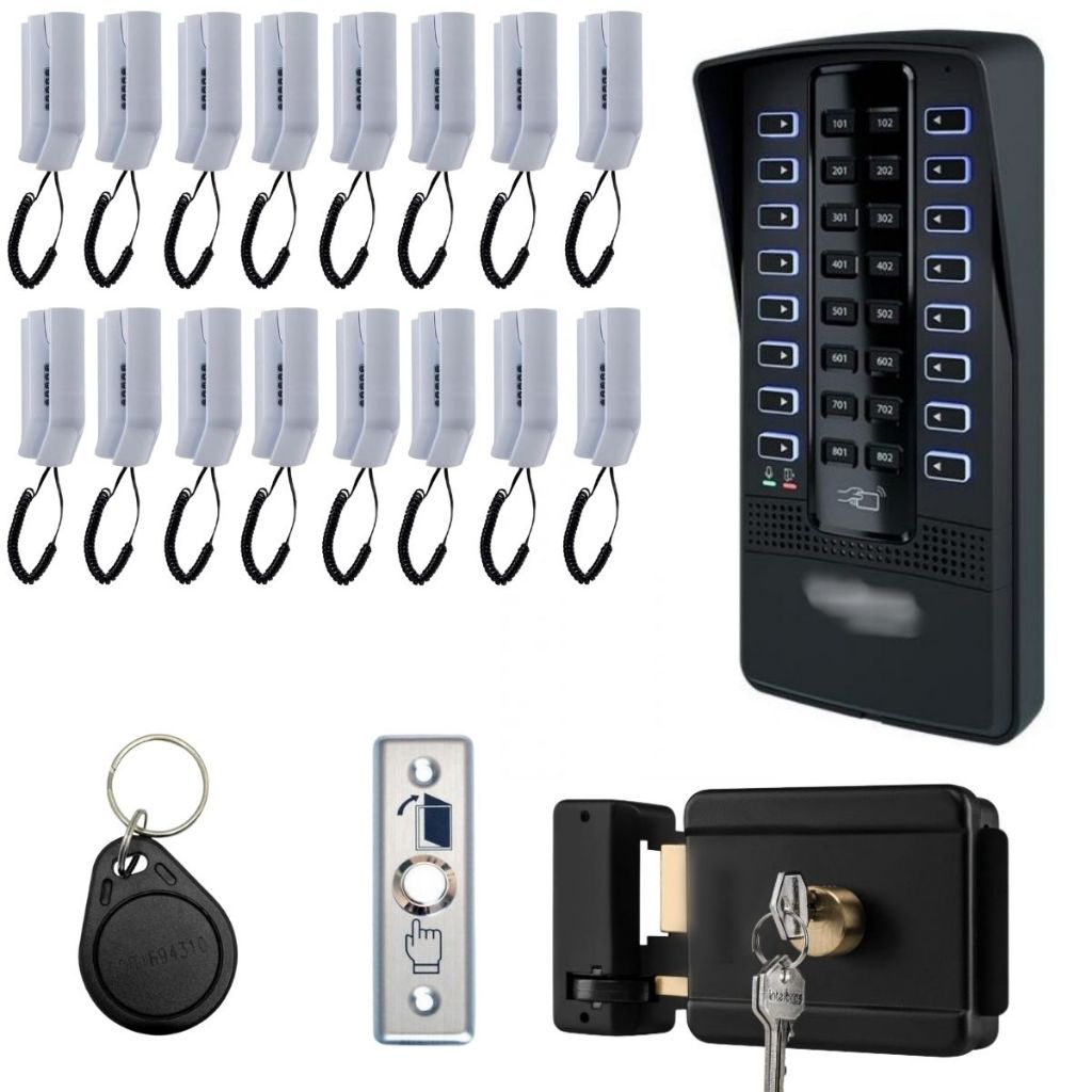 Porteiro Coletivo Interfone 16 Pontos Apartamentos Intelbras Com Fechadura e Tags Acesso