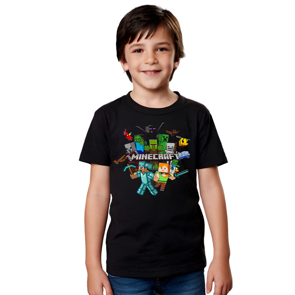 Camisa Camiseta Infantil Juvenil Para Menino Menina 100% Algodão Mine Juvenil md1 Craft