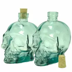 Garrafa Moringa Formato Caveira Em Vidro 750ml Com Tampa De Rolha