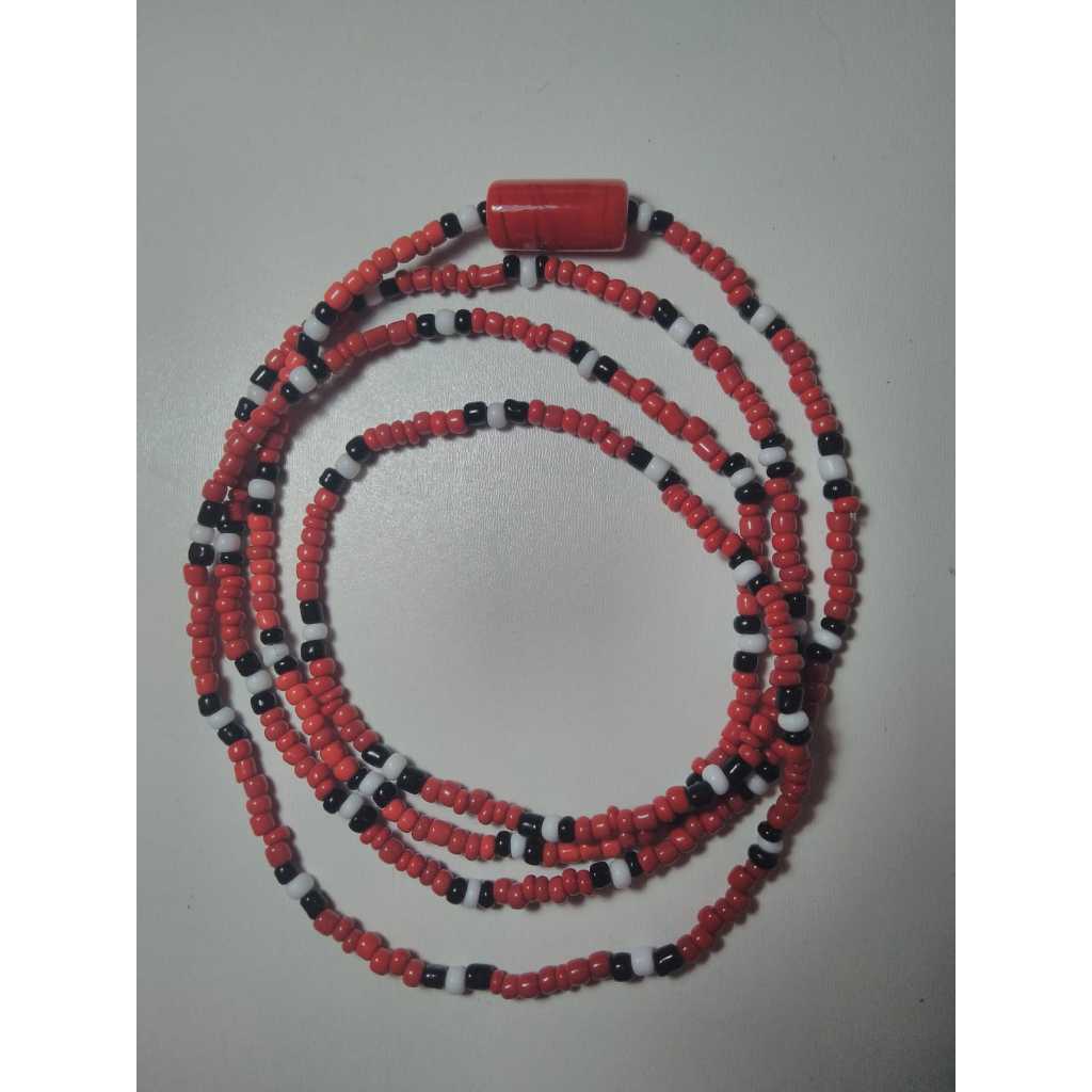 Brajá Guia Fio de Contas Zé Pilintra 60cm Preto Vermelho Branco