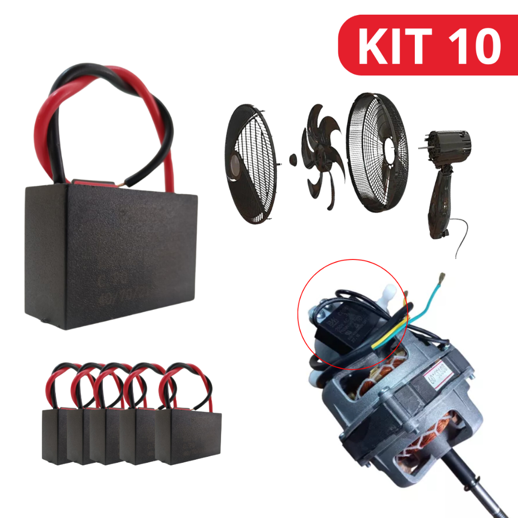 Kit 10 Capacitor CBB61 CBB60 Ventilador Partida Vários Modelos 250V 450V 1.5/1.8/2/2.5/3UF 50/60Hz