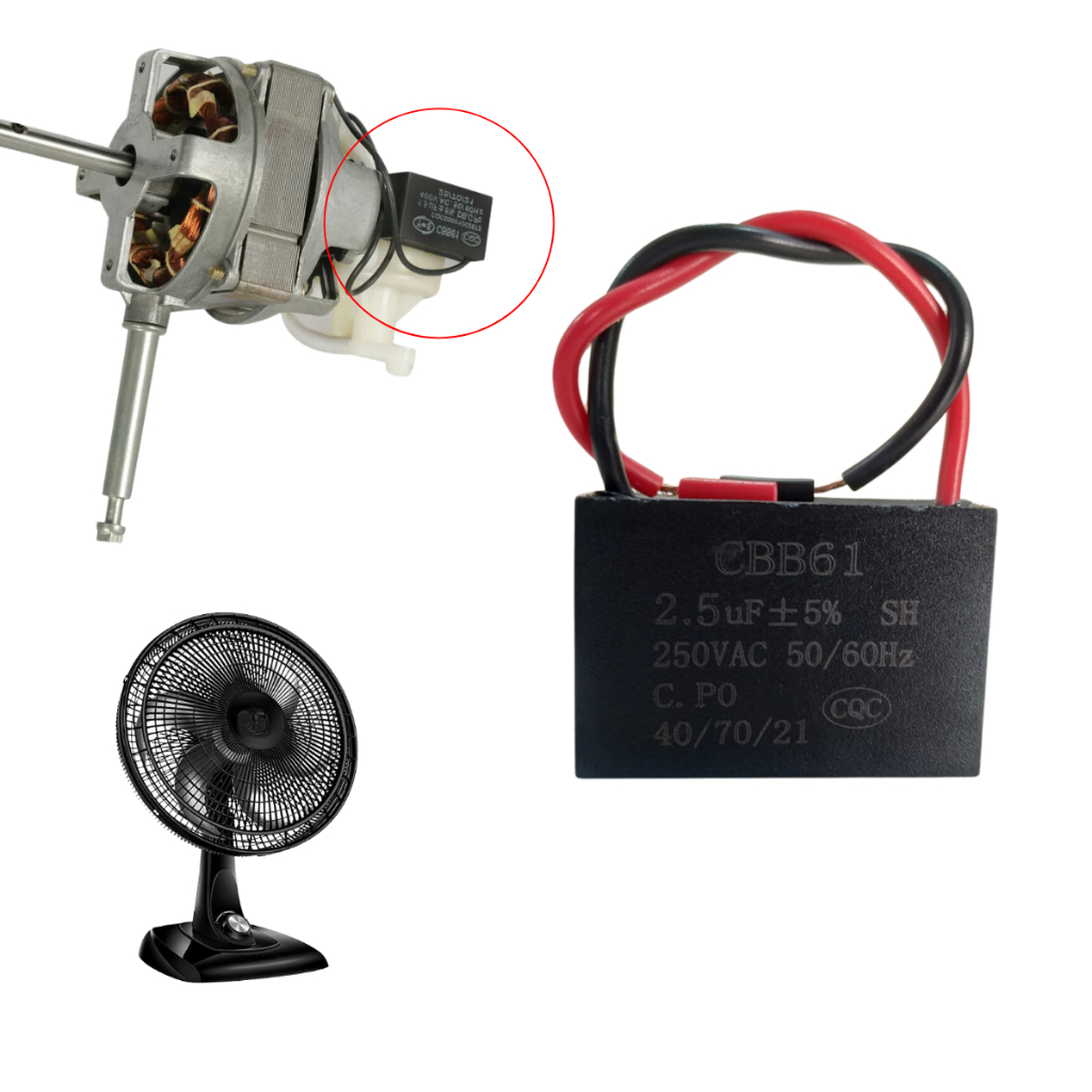 Kit 20 Capacitor CBB61 Ventilador Partida Vários Modelo 250V 450V 1.2UF 2UF 3UF 4UF 50/60Hz 40/70/21