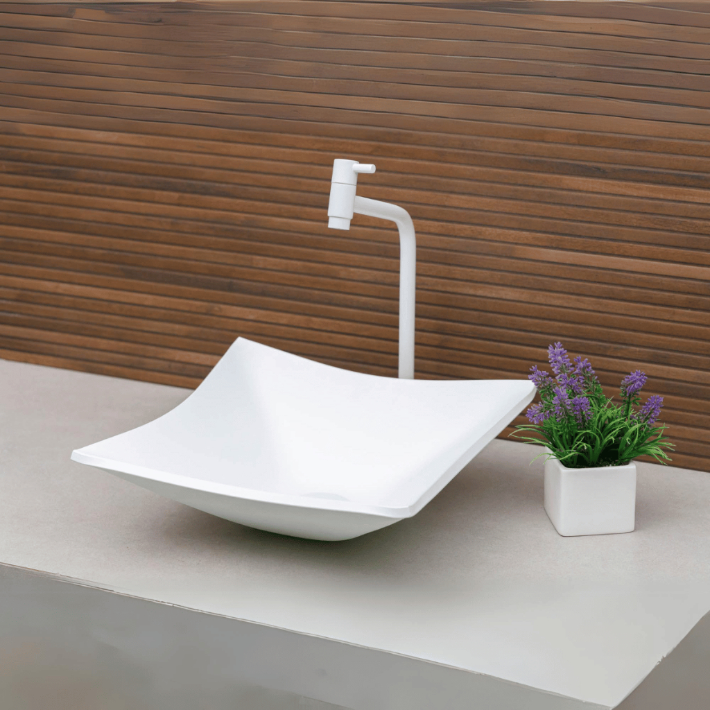 CUBA QUADRADA PIA DE VIDRO PARA BANHEIRO COM 34CM + VÁLVULA CLICK INTELIGENTE COR MATTE FOSCA em Oferta na Shopee