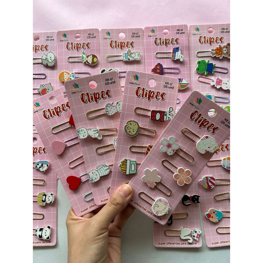 Kit Clips Decorados Fofos Diversos Modelos Marca Página Papelaria Kit Clips Decorados Fofos Diversos Modelos Marca Página Papelaria