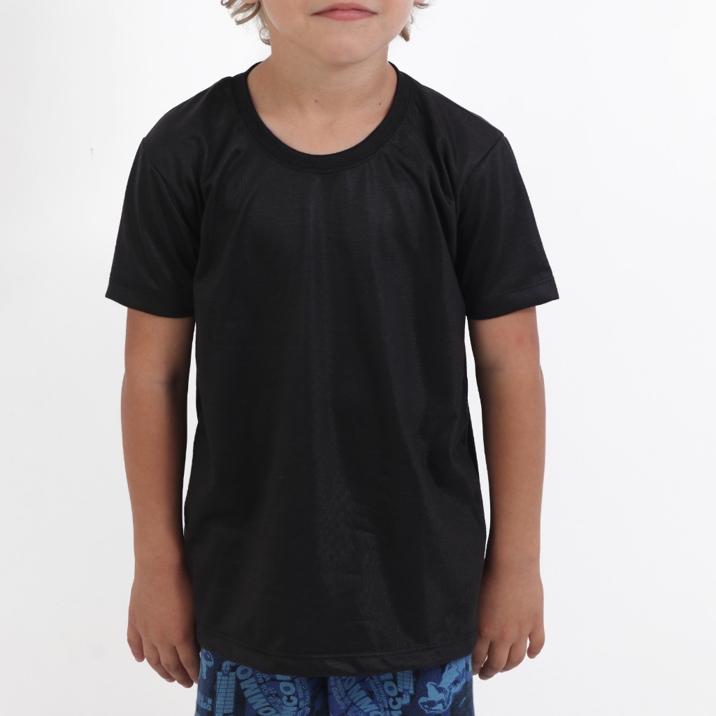 Camiseta Infantil Preta 100% Poliéster Sublimação Pronta Entrega em Oferta na Shopee