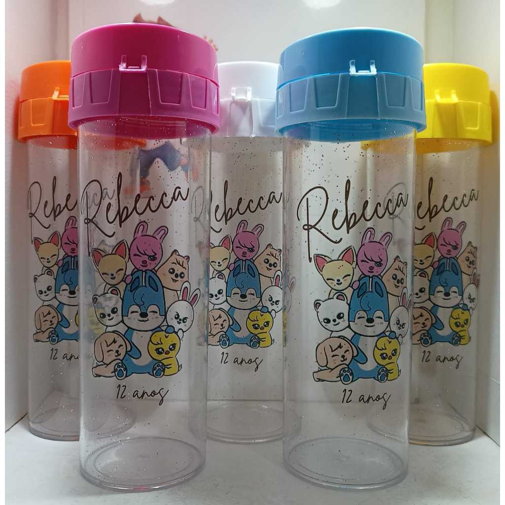 KIT GARRAFA AQUA BIO PERSONALIZADA 500ML SKZOO (COM TAMPA)