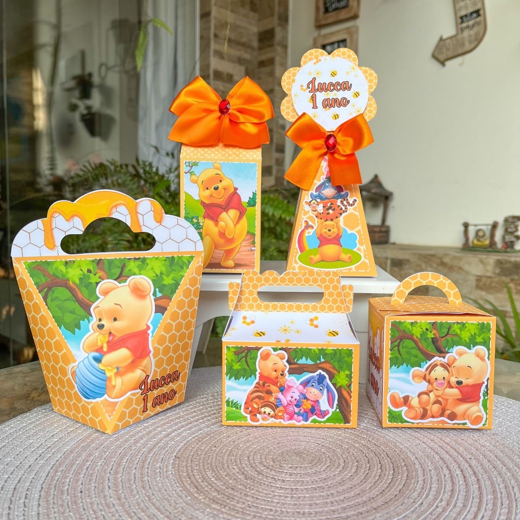 kit personalizado Ursinho Pooh/Enfeite de festa/Lembrancinha/decoração/Infantil/Festa de Aniversario