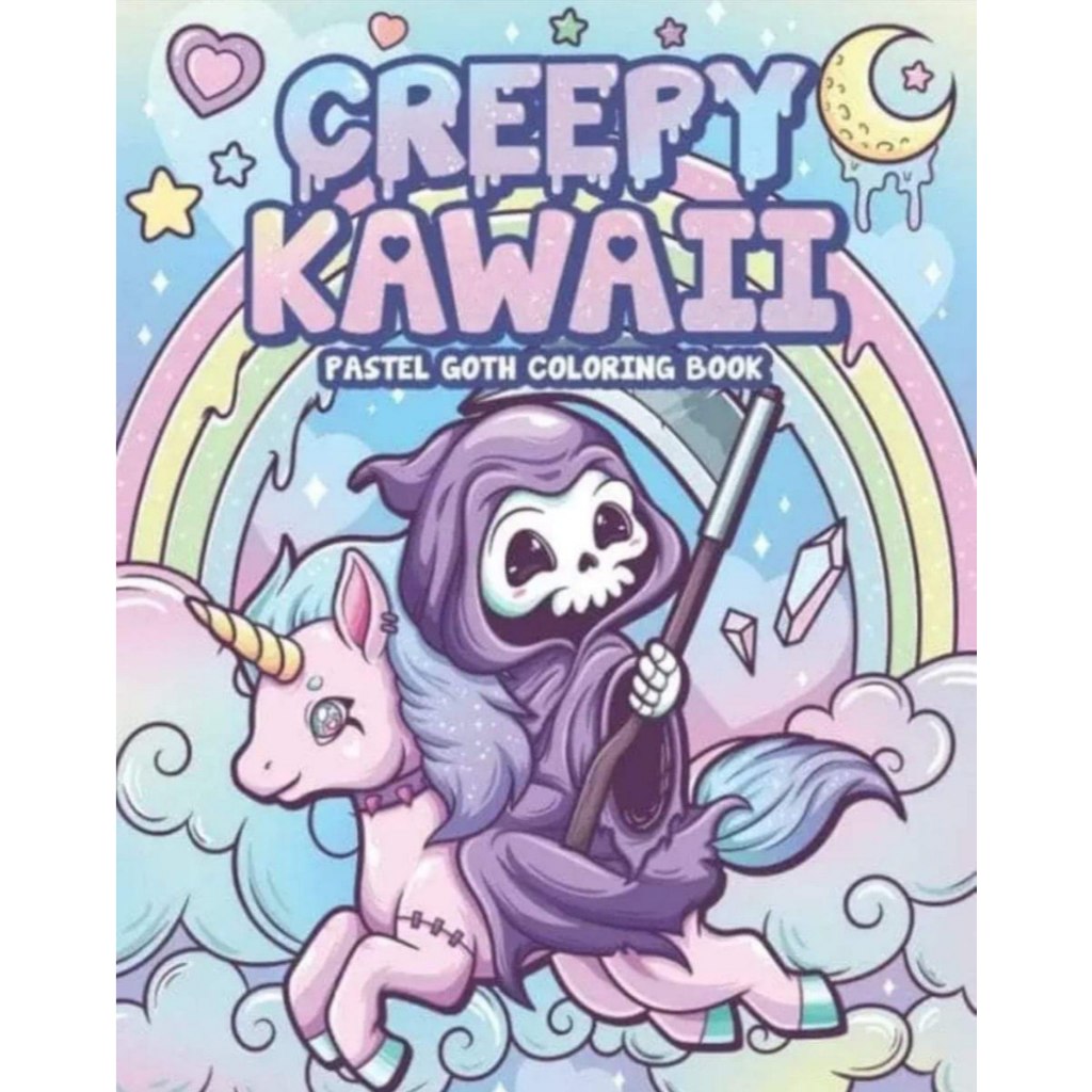 Livro de colorir Creppy Kawaii Pastel assustador: página de colorir gótico assustador de horror bonito (Folhas)