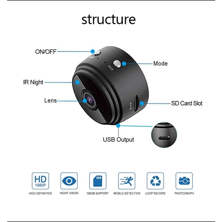 A9 Câmera Full HD 1080P Wifi IP Sem Fio Monitor De Segurança Wifi CCTV Câmera