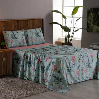 Jogo de Lençol Casal 4 Peças Estampado Micro Percal 400 fios Confort em Oferta na Shopee