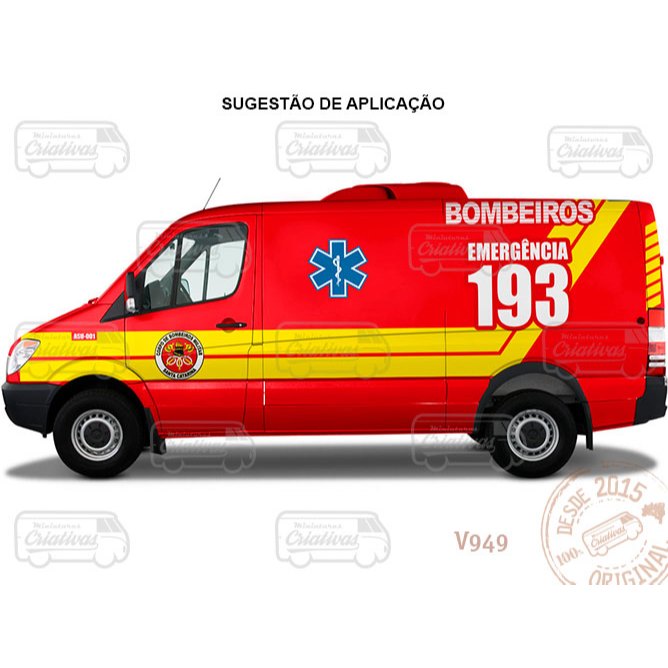 Decal Miniatura Bombeiros Resgate 193 Vários Estados Sprinter - Decalque Decais WaterSlide