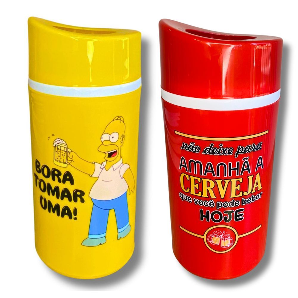 Kit 2 Porta Garrafa Cerveja 600ml Térmico Personalizados Homer Colecionáveis