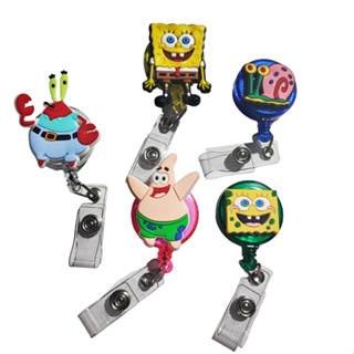 Porta Crachá Bob Esponja Retrátil Io-io Roller Clip Empresa Hospital Patrick Gary em Oferta na Shopee