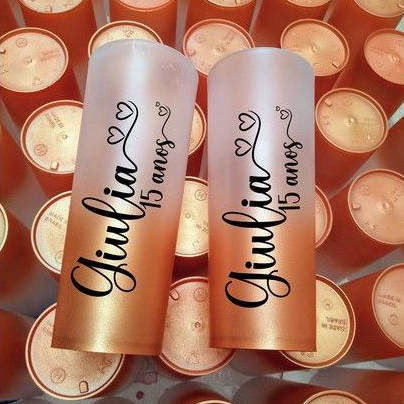 Kit copos long drink jateado degrade personalizado com arte preta em um lado em Oferta na Shopee