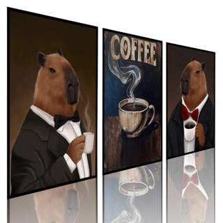 Kit 3 Quadros Decorativos  Animais Capivara Filo Cantinho Café Cozinha em Oferta na Shopee