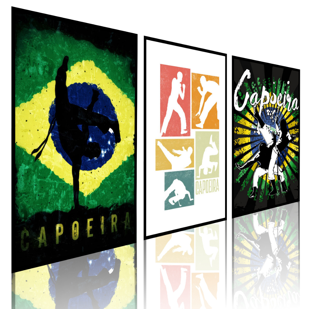 kit 3 Quadros Decorativos Capoeira Arte Brasil