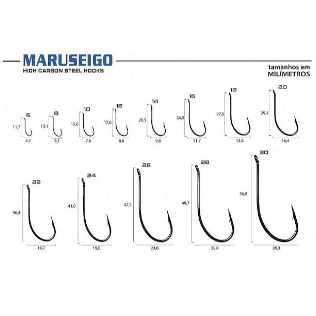 Anzol Maruseigo Black Níquel em Cartela Vários Tamanhos