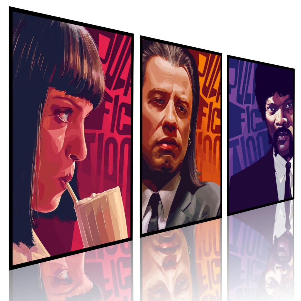 kit 3 Quadros Decorativos Pulp Fiction Arte Poster Minimalista em Oferta na Shopee