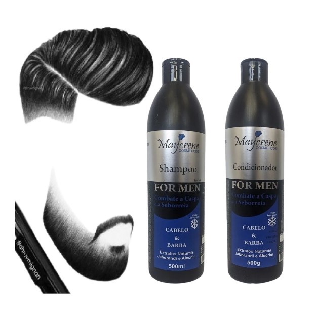 Kit For Men Shampoo e Condicionador Maycrene 2x500ml, Tratamento Anti Caspa e Seborreia para cabelo em Oferta na Shopee