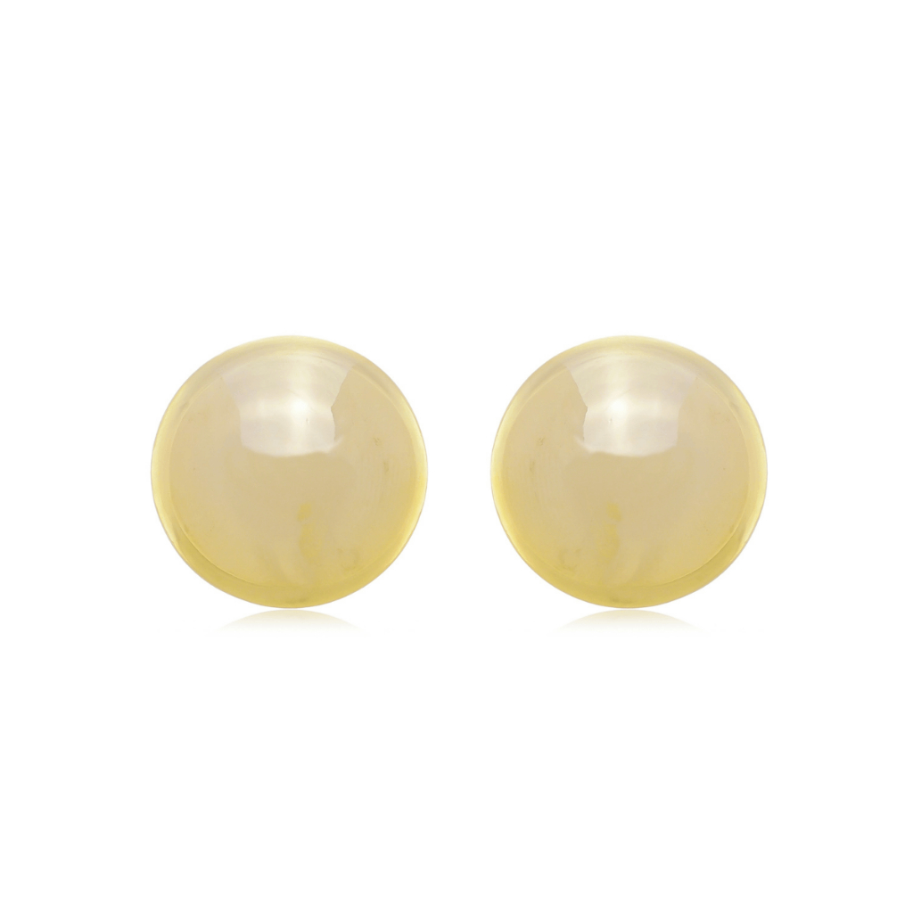 Brinco Feminino Elegante Luxo Dourado de Base Redonda e Lisa Banhado Folheado a Ouro 18k