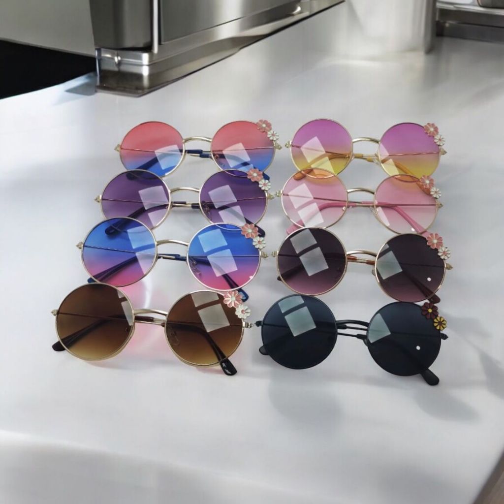 Óculos de Sol Infantil Redondo Feminino Menina Kids Flor Lançamento em Oferta na Shopee
