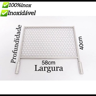 grelha 58x40 (sem emenda) 100%inox perfeita para seu churrasco inoxidável assar carne em Oferta na Shopee