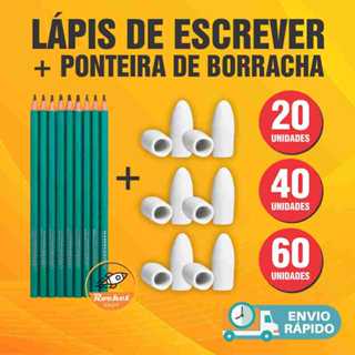 Kit 60 Lápis de Escrever Preto + 60 Borracha Branca em Oferta na Shopee