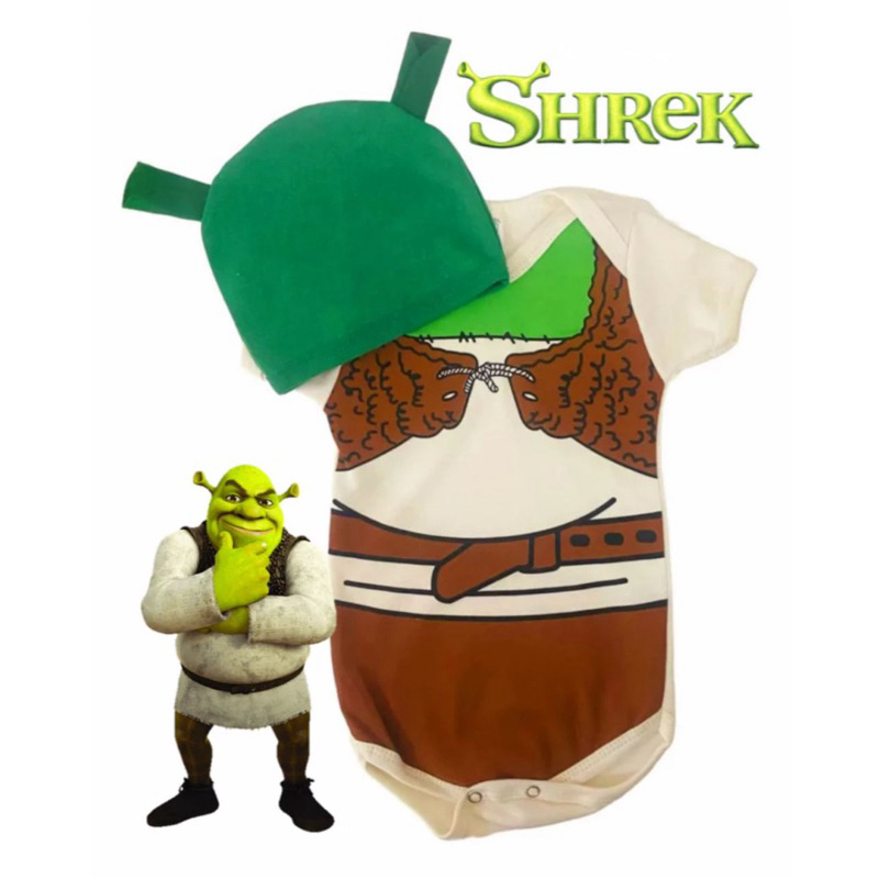 Body Temático Shrek + touca Mesversario em Oferta na Shopee