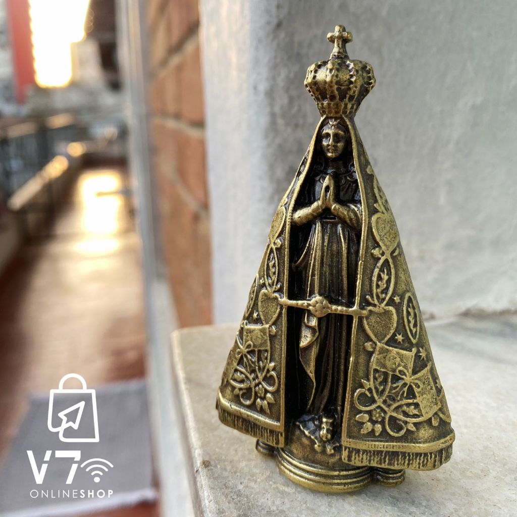 Imagem Nossa Senhora Aparecida em Bronze maciço Decoração Carro Caminhão Mesa