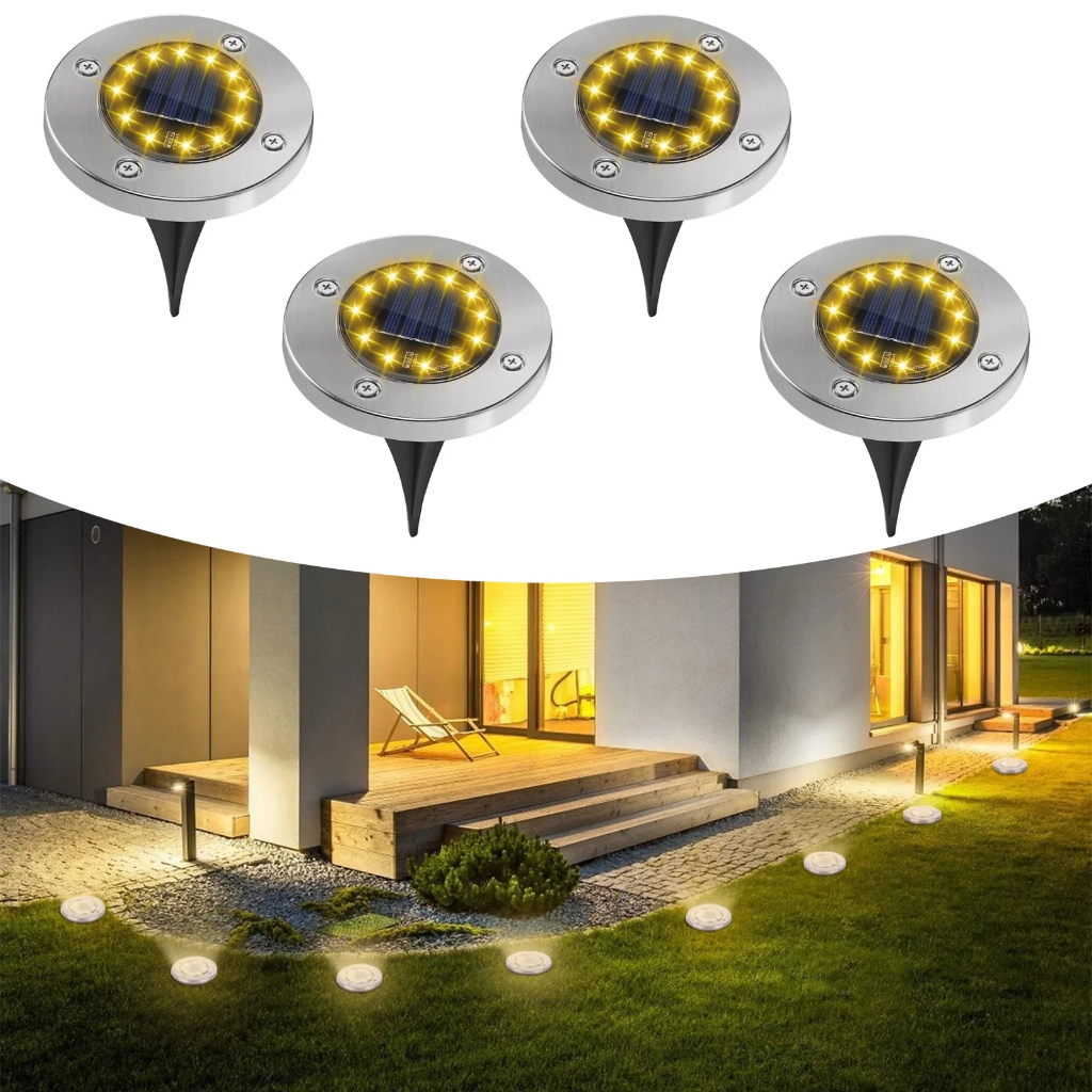 4PCS Solar Ground Lights LED Waterproof Solar Garden Lights Outdoor Bright in-Ground Lights Landscape Lighting