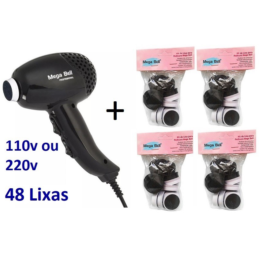 Pedicuro Elétrico Profissional Preto Esfoliador Lixa Elétrica para os Pés + 48 Lixas Descartáveis em Oferta na Shopee