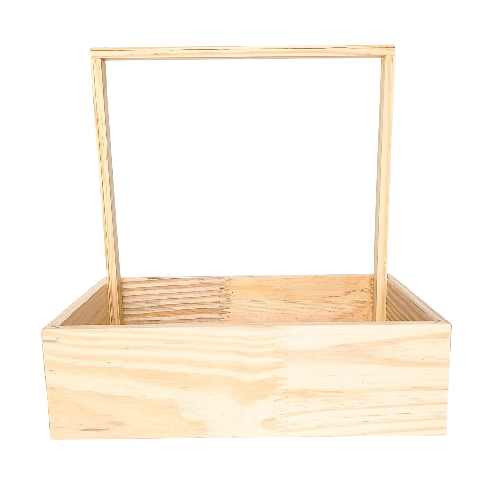 Cesta Bandeja Com Aro Madeira café da manhã Presente e Decoração - Cesta Presente Páscoa - 20x30x9