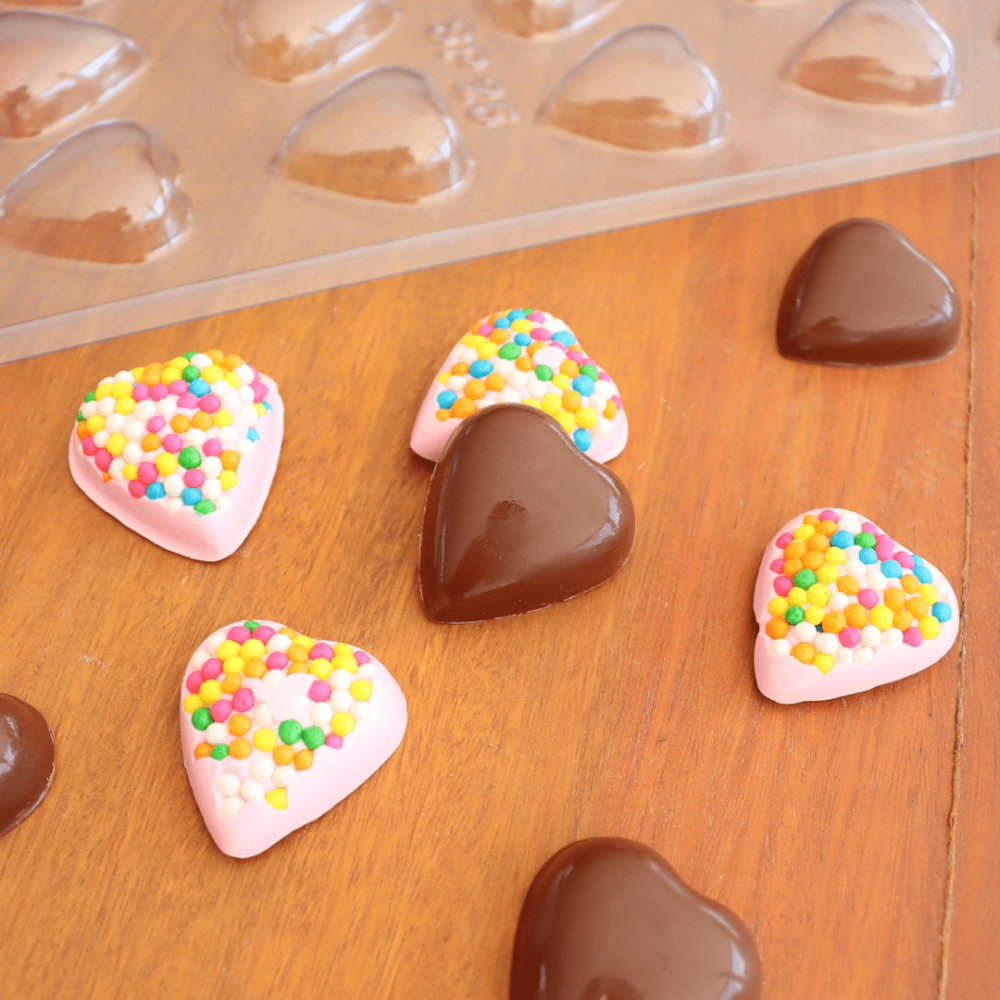 Forma BWB Simples Semiprofissional, Alto Rendimento Doces Finos Chocolates - SP Coração Liso Pequeno